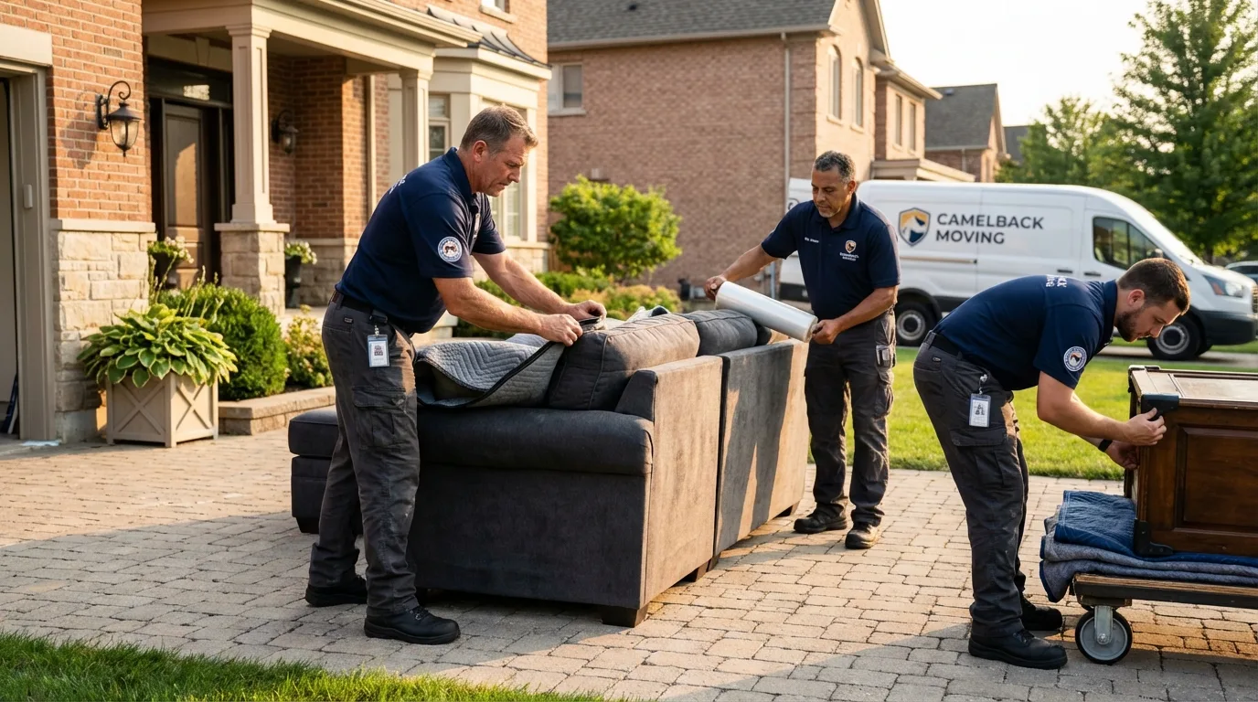 Large estate moving crew wrapping furniture in Cassopolis, MI